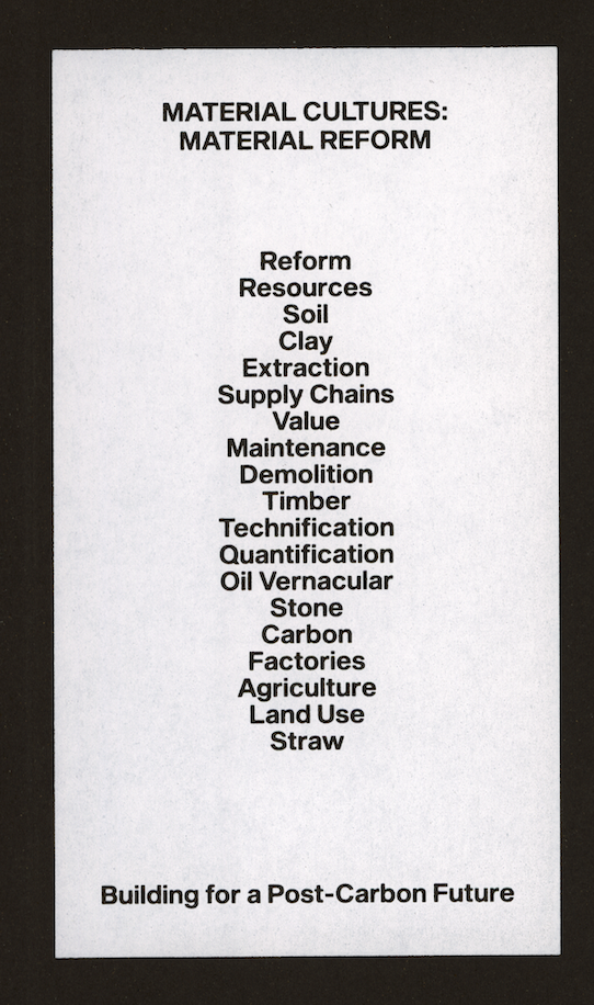 Material Reform: Building for a Post-carbon Future
