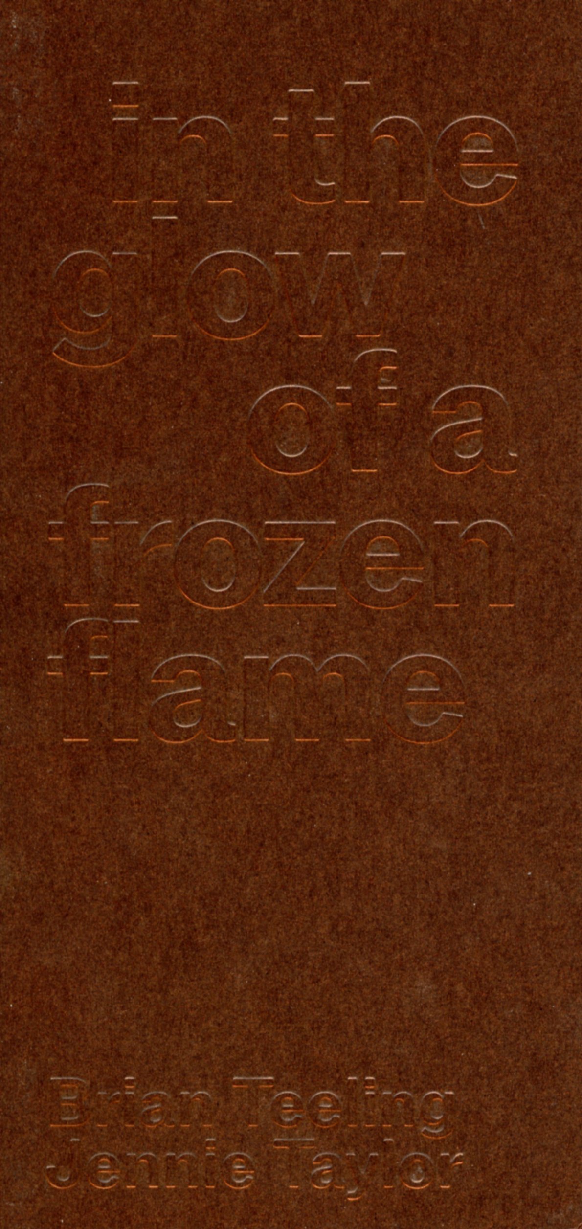 in the glow of a frozen flame, Jennie Taylor and Brian Teeling